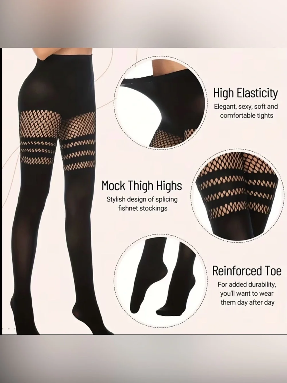 BlackMilk Black Sporty Stripes Fishnet Thigh Highs